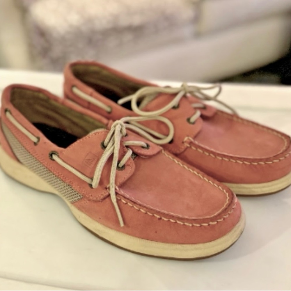 Women's Sperry Top-Sider Koifish Boat Shoes 8 Pink Coral Leather Preppy Comfort